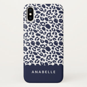 Funda Para iPhone X Estampado leopardo animal gris y blanco pálido