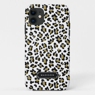 Funda Para iPhone 11 Estampado leopardo beige del oro salvaje elegante