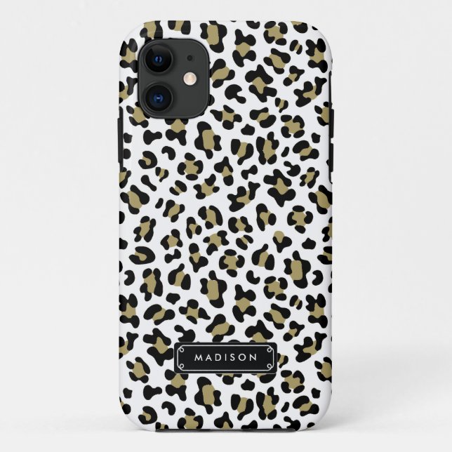 Funda De Case-Mate Para iPhone Estampado leopardo beige del oro salvaje elegante (Reverso)