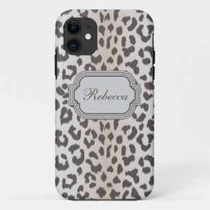 Funda Para iPhone 11 Estampado leopardo elegante con el monograma