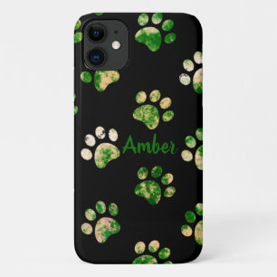 Funda Para iPhone 11 Estampado Personalizado de Huella de Pata Verde Ne