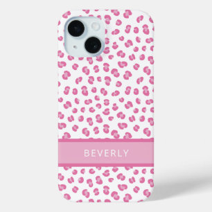 Funda Para iPhone 15 Estampado Personalizado de Leopardo Rosa Chic