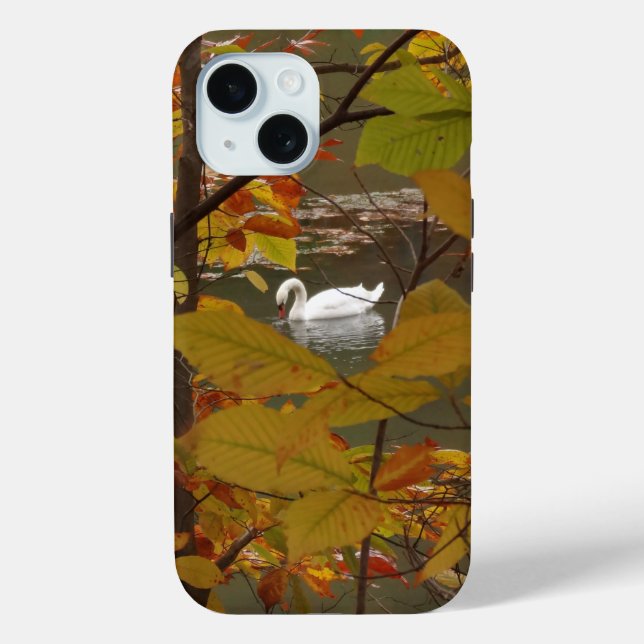 Funda De Case-Mate Para iPhone Estanque de otoño con cisne (Reverso )