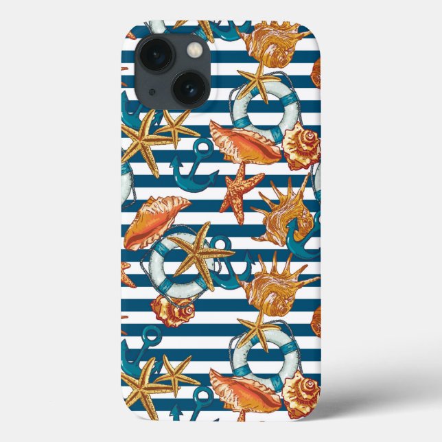 Funda De Case-Mate Para iPhone Estanques De Mar Y Patrón De Ancla (Reverso)