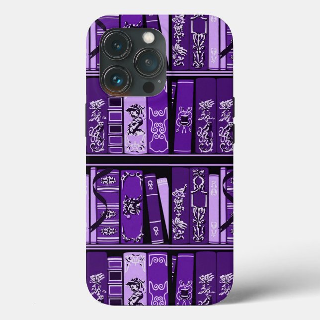 Funda De Case-Mate Para iPhone Estantes de libros morados libros antiguos (Reverso )