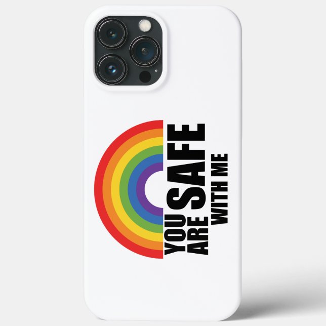 Funda De Case-Mate Para iPhone Estás Seguro Conmigo Orgullo Arcoíris LGBTQ  (Reverso )