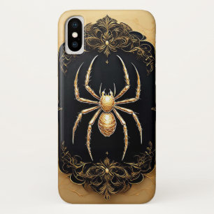 Funda Para iPhone X Estatua de araña dorada sobre diseño intrincado de