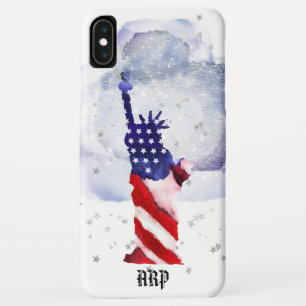 Funda Para iPhone XS Max Estatua de las nubes de la bandera de los E.E.U.U.