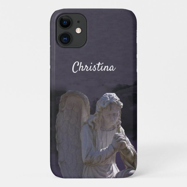 Funda De Case-Mate Para iPhone Estatua del Ángel Cristiano de Piedra Blanca Profu (Reverso)