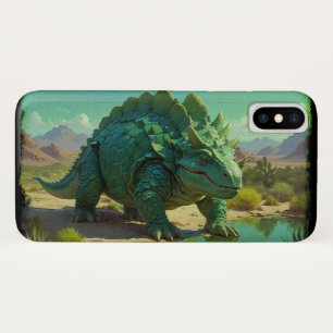 Funda Para iPhone X Estegosaurio verde y piscina de desierto
