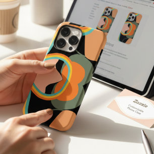 Funda Para iPhone 14 Pro Max De Case-Mate Estética abstracta retro de los 70 en negro colori