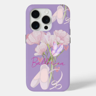 Funda Para iPhone 15 Pro Estética de Bailarina Floral Vintage Púrpura