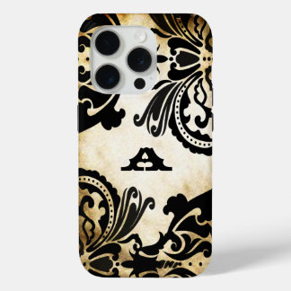 Funda Para iPhone 15 Pro Estética de Cottagecore de color negro monograma