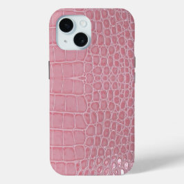 Funda Para iPhone 15 Estética de cuero de cocodrilo rosa