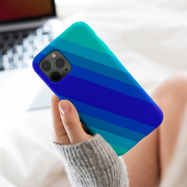 Funda De Case-Mate Para iPhone Estética de franjas azules monocromáticas de diseñ (Subido por el creador)