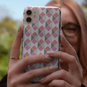 Funda Para iPhone 11 estética de patrones de triángulo rosa y negro