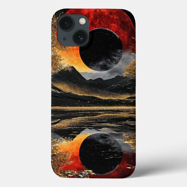 Funda De Case-Mate Para iPhone Estética Luna Negra Abstracta Cósmica (Reverso)