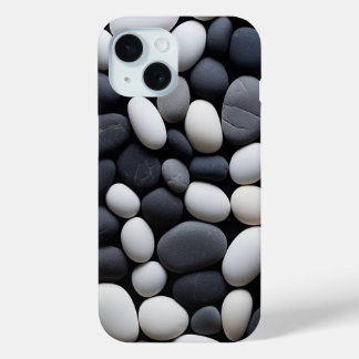 Funda Para iPhone 15 Estética minimalista de piedras Zen en blanco y ne