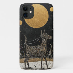 Funda Para iPhone 11 Estética Oscura Silueta de Perro Fantasía Amante d