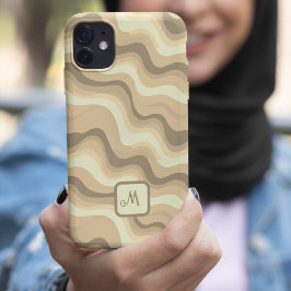 Funda Para iPhone 11 Pro Estética retro Beige Groovy - Monogramado