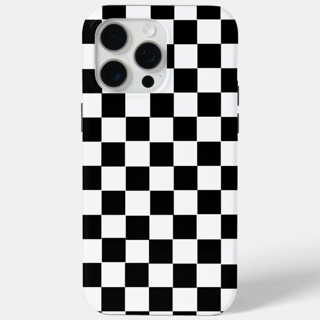 Funda De Case-Mate Para iPhone Estética tablero de ajedrez negro y blanco retro (Reverso )