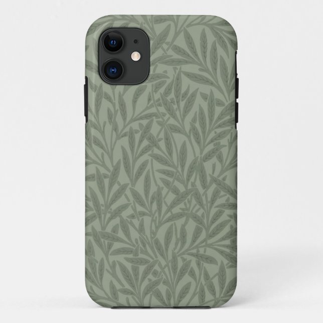 Funda De Case-Mate Para iPhone Estilo antiguo verde salvia con estampado de sauce (Reverso)