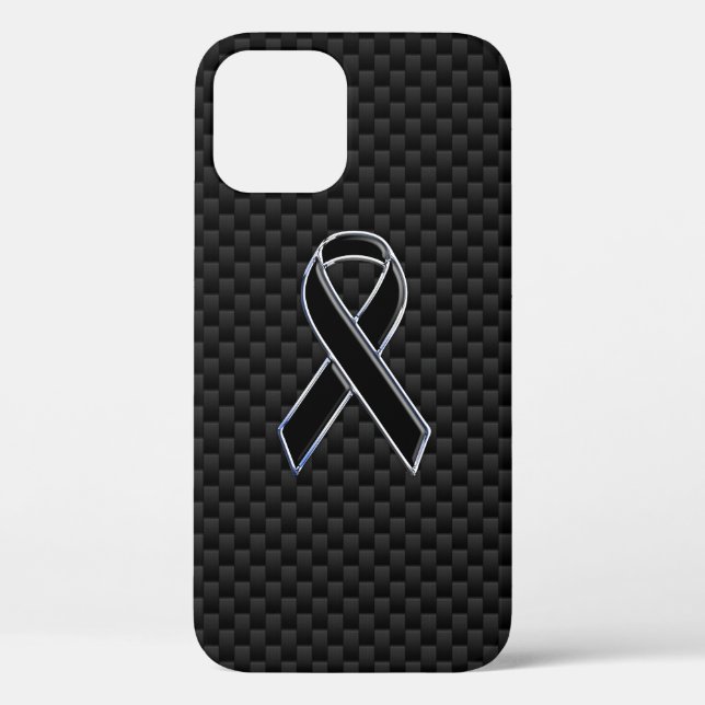 Funda De Case-Mate Para iPhone Estilo cromado Cinta negra Conciencia Fibra de car (Reverso )
