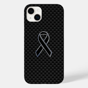 Funda Para iPhone 14 Plus De Case-Mate Estilo cromado Cinta negra Conciencia Fibra de car