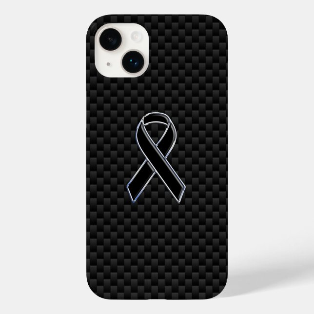 Funda De Case-Mate Para iPhone Estilo cromado Cinta negra Conciencia Fibra de car (Reverso )