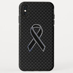 Funda Para iPhone XS Max Estilo cromado Cinta negra Conciencia Fibra de car