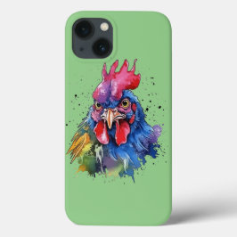 Funda Para iPhone 13 Estilo de acuarela de pollo de gallo de campo