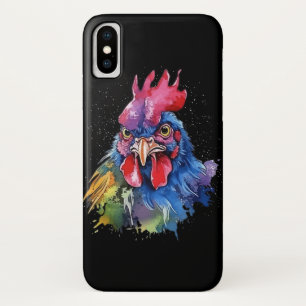 Funda Para iPhone X Estilo de acuarela de pollo de gallo de campo