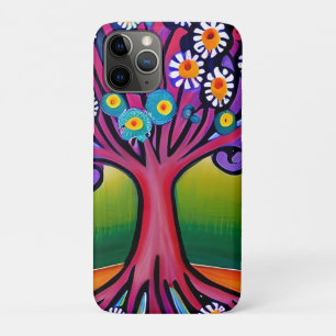 Funda Para iPhone 11 Pro Estilo de arte popular colorido Árbol caprichoso  