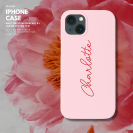 Funda Para iPhone 13 Estilo de escritura moderna rosa y roja