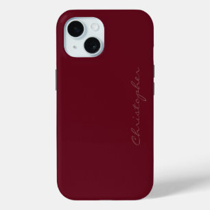 Funda Para iPhone 15 Estilo de firma Otoño Borgoña