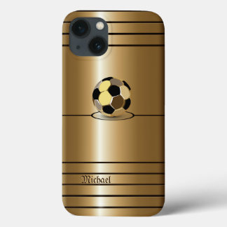 Funda Para iPhone 13 Estilo de Fútbol Dorado