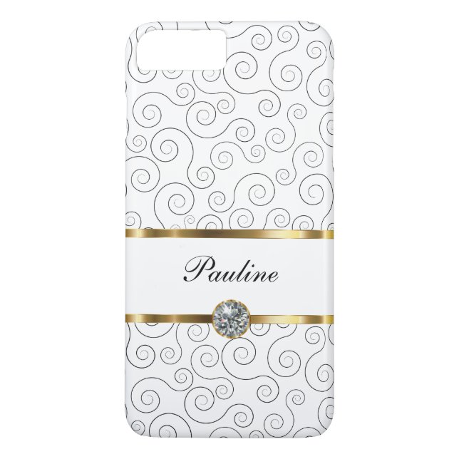 Funda De Case-Mate Para iPhone Estilo de lujo de Bling del monograma (Reverso)