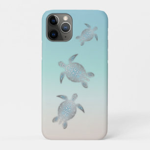 Funda Para iPhone 11 Pro Estilo de playa de tortugas plateadas