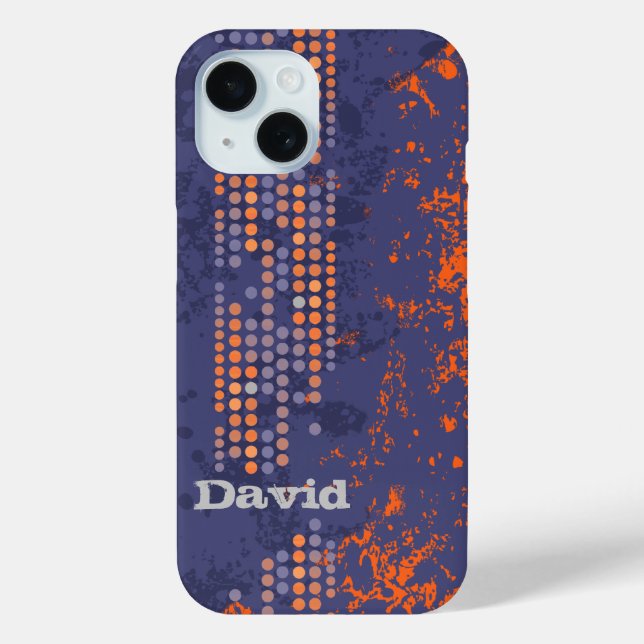 Funda De Case-Mate Para iPhone estilo de surf de naranja azul de nombre (Reverso )