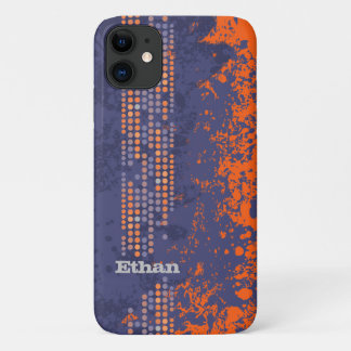 Funda Para iPhone 11 Estilo de surf naranja marino con nombre