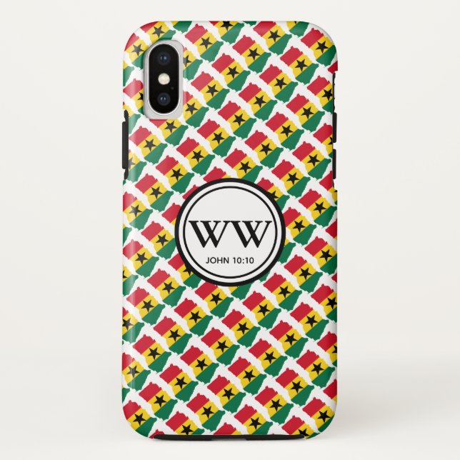 Funda De Case-Mate Para iPhone Estilo GHANA Monograma Abundant Life John 10:10 (Reverso)