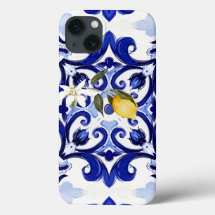 Funda Para iPhone 13 Estilo italiano,azulejos,majolica,limón ,Impresión