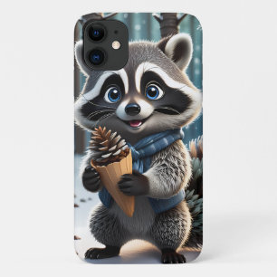 Funda Para iPhone 11 Estilo kawaii lindo Raccoon con un cono de crema d