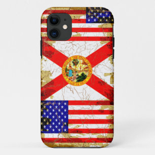 Funda Para iPhone 11 Estilo la Florida del Grunge y banderas de los