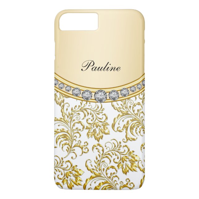 Funda De Case-Mate Para iPhone Estilo monograma dorado clásico (Reverso)