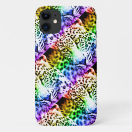 Funda Para iPhone 11 Estilo Retro de los 80s Leopardo Arcoíris