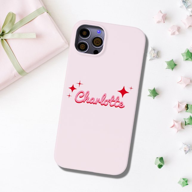 Funda De Case-Mate Para iPhone Estilo Retro Script Monograma Rosa (Subido por el creador)
