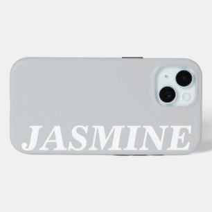 FUNDA PARA iPhone 15 ESTILOSO MODERNO NOMBRE PERSONALIZADO COLOR GRIS C