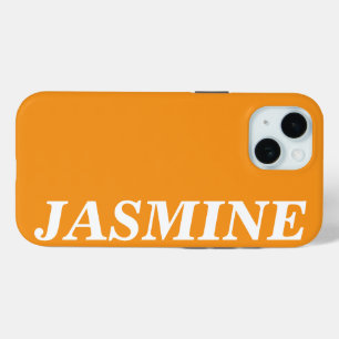 FUNDA PARA iPhone 15 ESTILOSO MODERNO NOMBRE PERSONALIZADO COLOR NARANJ