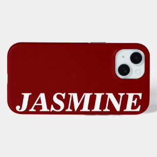 FUNDA PARA iPhone 15 ESTILOSO MODERNO NOMBRE PERSONALIZADO COLOR ROJO C